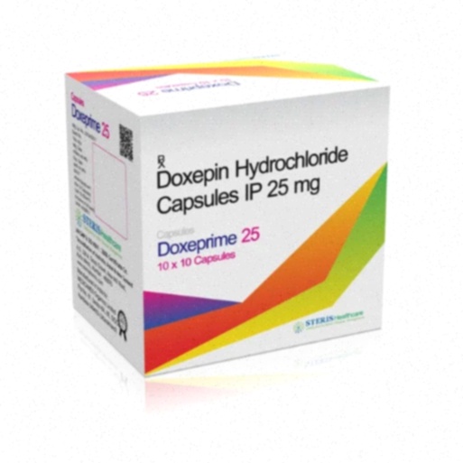 Gélules de Doxepin et mains de pharmacien