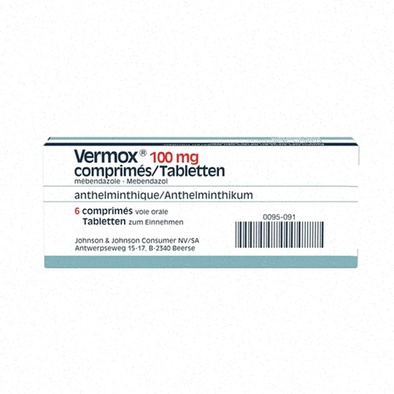 Vermox en ligne - illustration de comprimés et boîte