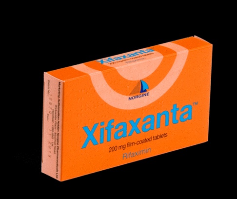 Boîte de Xifaxan et blister de comprimés